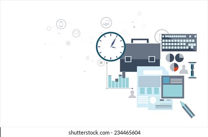 Vector illustration of economical analytics with graphic icopns