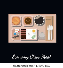 Vector Illustration of Economy Class Flight Meal