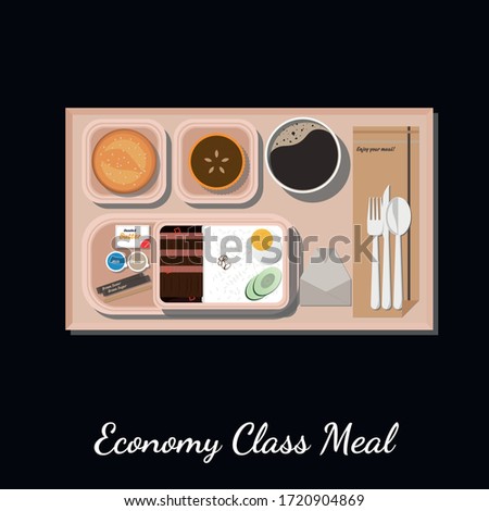 Vector Illustration of Economy Class Flight Meal