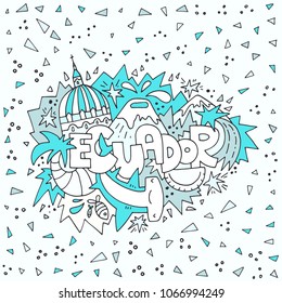 Vector illustration of Ecuador with all main symbols of the country
