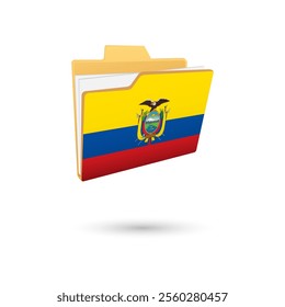 Vector illustration of Ecuador flag isolated in file folder on white background.