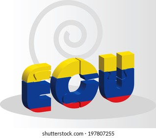 Vector illustration of Ecuador Flag in puzzle isolated on white background
