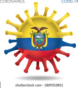Vector illustration of Ecuador flag virus shape isolated in white background