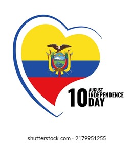 Vector Illustration of  Ecuador Independence Day. Ecuadorian flag in heart shaped
