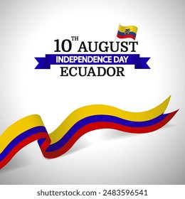 Vector Illustration of  Ecuador Independence Day. Ribbon
