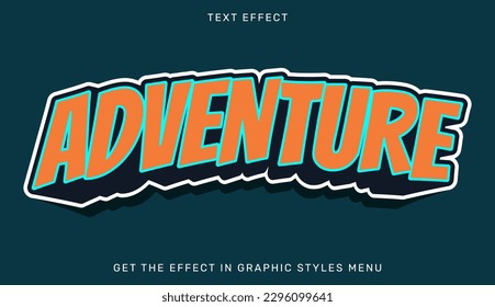 Vector illustration of editable adventure text effect. Suitable for brand or business logos