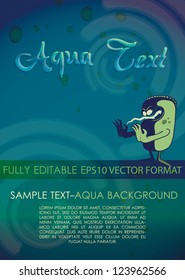 Vector illustration of editable vector aqua background with character
