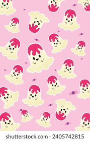 Vector illustration editable cute ghost gift pack or wall pattern template 