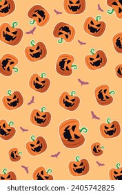 Ilustración de vectores editable lindo paquete de regalos de calabaza de halloween o plantilla de patrón de pared 