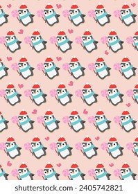 Vector illustration editable cute Penguins gift pack or wall pattern template