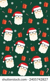 Vector illustration editable cute santa gift pack or wall pattern template 