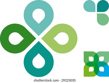 Vector illustration of editable green petal shapes can be used as repeat pattern