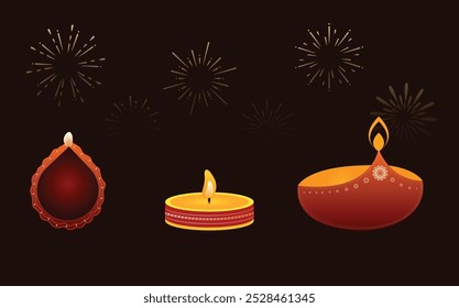 Ilustração vetorial editável Happy Diwali ativos padrões de tipografia