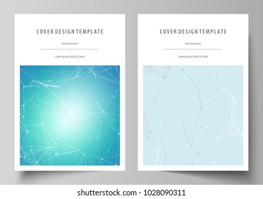 The vector illustration of the editable layout of A4 format covers design templates for brochure, magazine, flyer, booklet, report. Futuristic high tech background, dig data technology concept.