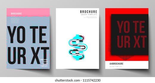 The vector illustration of the editable layout A4 format cover design templates for brochure, magazine, flyer, booklet, report. Abstract vector backgrounds in minimal design.
