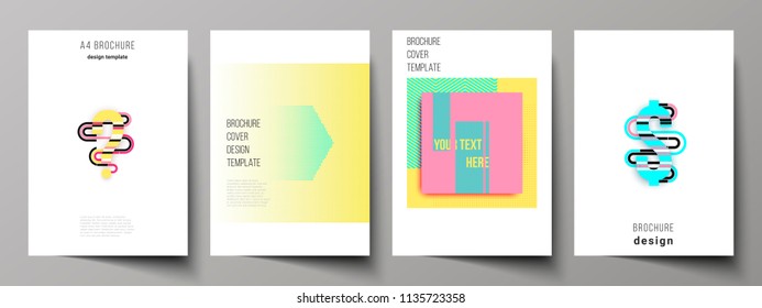 The vector illustration of the editable layout A4 format cover design templates for brochure, magazine, flyer, booklet, report. Abstract vector backgrounds in minimal design.
