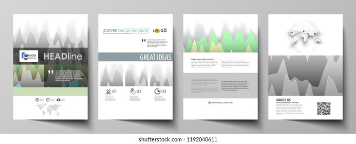 The vector illustration of the editable layout of A4 format covers design templates for brochure, magazine, flyer, booklet, report. Rows of colored diagram with peaks of different height.