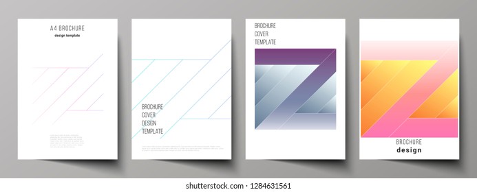 The vector illustration of editable layout of A4 format modern cover mockups design templates for brochure, magazine, flyer, booklet, annual report. Creative modern cover concept, colorful background.