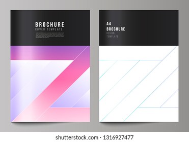 The vector illustration of editable layout of A4 format modern cover mockups design templates for brochure, magazine, flyer, booklet, annual report. Creative modern cover concept, colorful background.