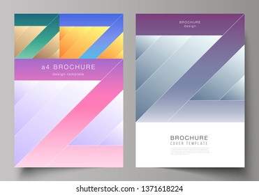 The vector illustration of editable layout of A4 format modern cover mockups design templates for brochure, magazine, flyer, booklet, annual report. Creative modern cover concept, colorful background.