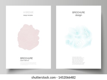 The vector illustration of editable layout of A4 format cover mockups design templates for brochure, magazine, flyer, booklet, annual report. Topographic contour map, abstract monochrome background.