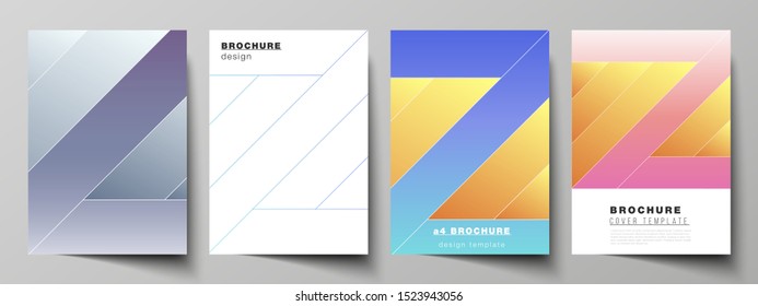 The vector illustration of editable layout of A4 format modern cover mockups design templates for brochure, magazine, flyer, booklet, annual report. Creative modern cover concept, colorful background.