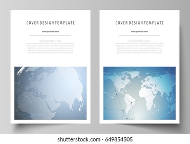 The vector illustration of the editable layout of A4 format covers design templates for brochure, magazine, flyer, booklet, report. Scientific medical DNA research. Science or medical concept.