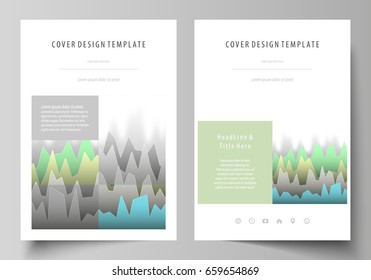 The vector illustration of the editable layout of A4 format covers design templates for brochure, magazine, flyer, booklet, report. Rows of colored diagram with peaks of different height.