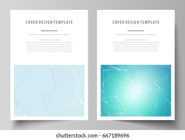 The vector illustration of the editable layout of A4 format covers design templates for brochure, magazine, flyer, booklet, report. Futuristic high tech background, dig data technology concept