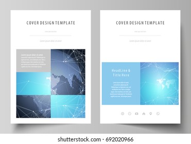 The vector illustration of the editable layout of A4 format covers design templates for brochure, magazine, flyer, booklet, report. Abstract global design. Chemistry pattern, molecule structure.