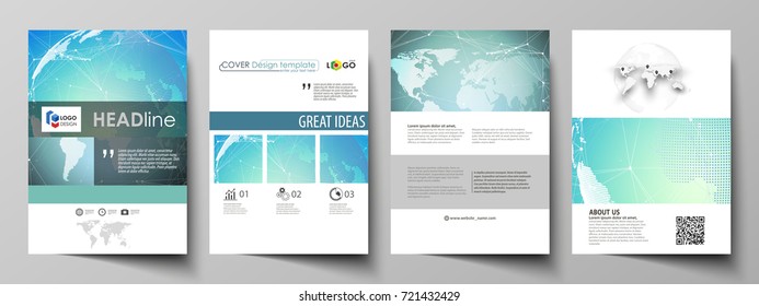 The vector illustration of the editable layout of A4 format covers design templates for brochure, magazine, flyer, booklet, report. Chemistry pattern, molecule structure, geometric design background