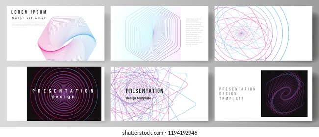Vector illustration of the editable layout of the presentation slides design business templates. Random chaotic lines that creat real shapes. Chaos pattern, abstract texture. Order vs chaos concept.