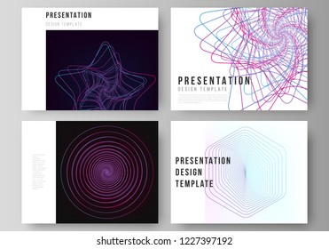 Vector illustration of the editable layout of the presentation slides design business templates. Random chaotic lines that creat real shapes. Chaos pattern, abstract texture. Order vs chaos concept.