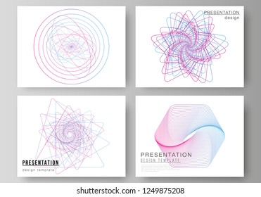 Vector illustration of the editable layout of the presentation slides design business templates. Random chaotic lines that creat real shapes. Chaos pattern, abstract texture. Order vs chaos concept.