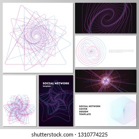 Vector illustration of the editable layouts of modern social network mockups in popular formats. Random chaotic lines that creat real shapes. Chaos pattern, abstract texture. Order vs chaos concept.