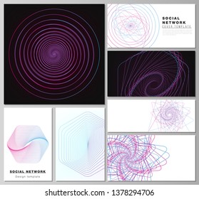 Vector illustration of the editable layouts of modern social network mockups in popular formats. Random chaotic lines that creat real shapes. Chaos pattern, abstract texture. Order vs chaos concept.