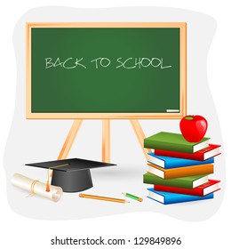 vector illustration of education book with mortarboard