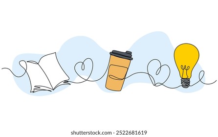 Vector illustration of education and bright ideas. Modern flat in continuous line style.