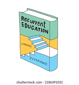 Vector illustration of education concept. Book of Recurrent education, reskilling.