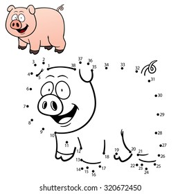 Vector Illustration of Education dot to dot game - Pig
