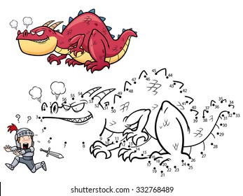 Vector Illustration of Education dot to dot game - Dragon