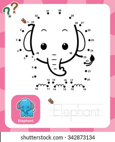 Vector Illustration of Education dot to dot game - Elephant