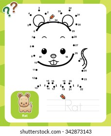 Vector Illustration of Education dot to dot game - Rat