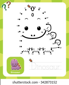 Vector Illustration of Education dot to dot game - Dinosaur