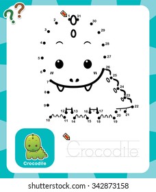 Vector Illustration of Education dot to dot game - Crocodile
