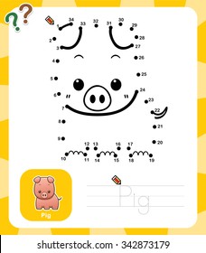 Vector Illustration of Education dot to dot game - Pig