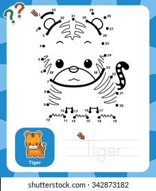 Vector Illustration of Education dot to dot game - Tiger