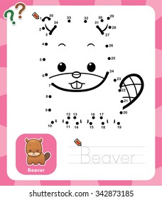 Vector Illustration of Education dot to dot game - Beaver