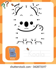 Vector Illustration of Education dot to dot game - Koala