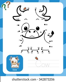 Vector Illustration of Education dot to dot game - Cow